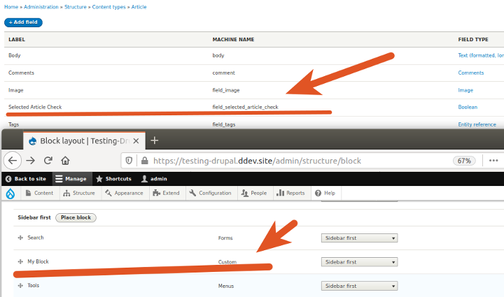 Placing Block and new field for the example