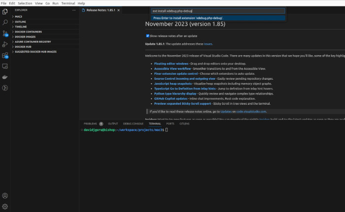 Installing PHP Debug extension in VSCode