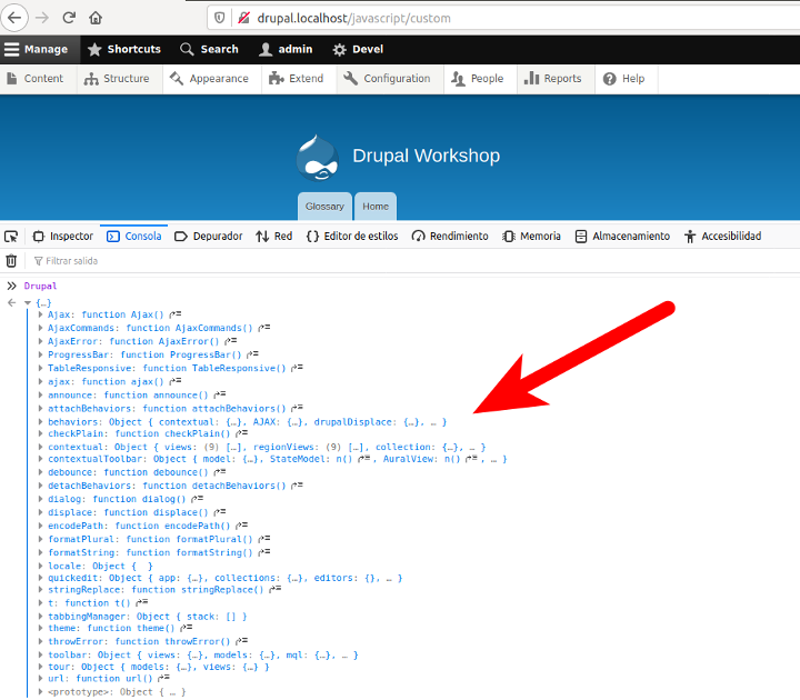 Watching the content of the global object Drupal