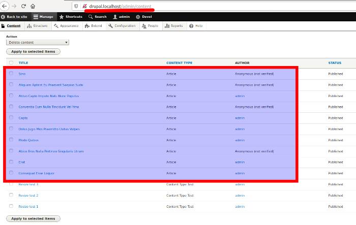 Creating a new set of nodes with type article