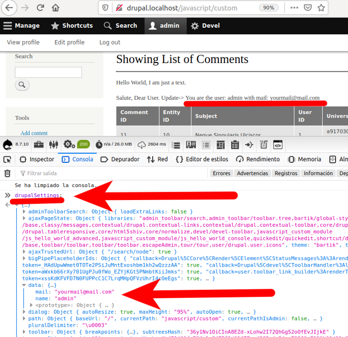 Getting values from PHP to JavaScript using drupalSettings