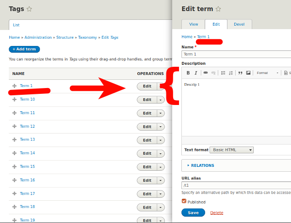 Taxonomy Terms Just migrated