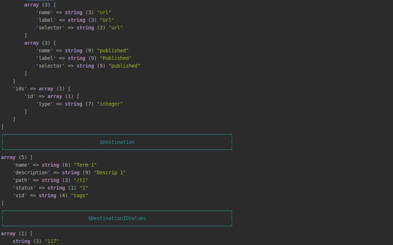 Drupal Devel Output second part