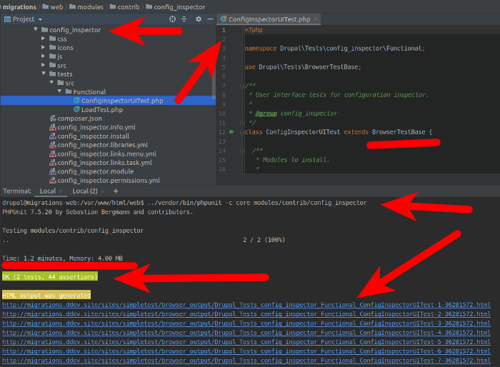 Executing test from the Config Inspector Contrib Module